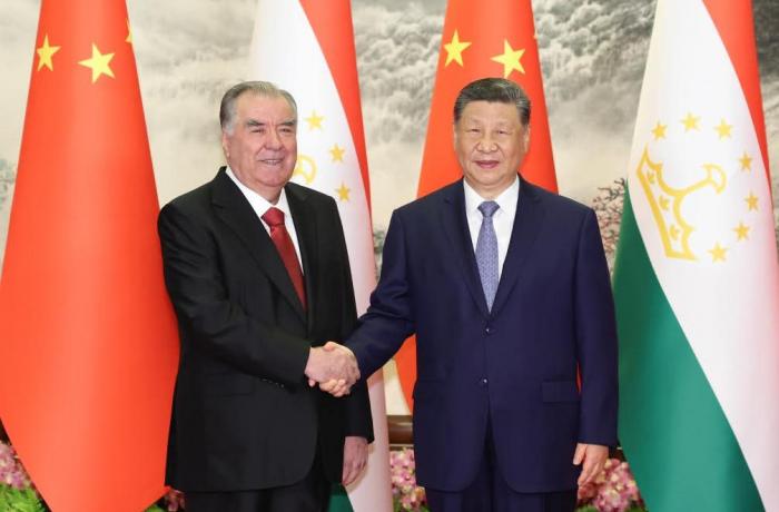 Rakhmon's visit to Beijing (flanked by Trump and Putin)